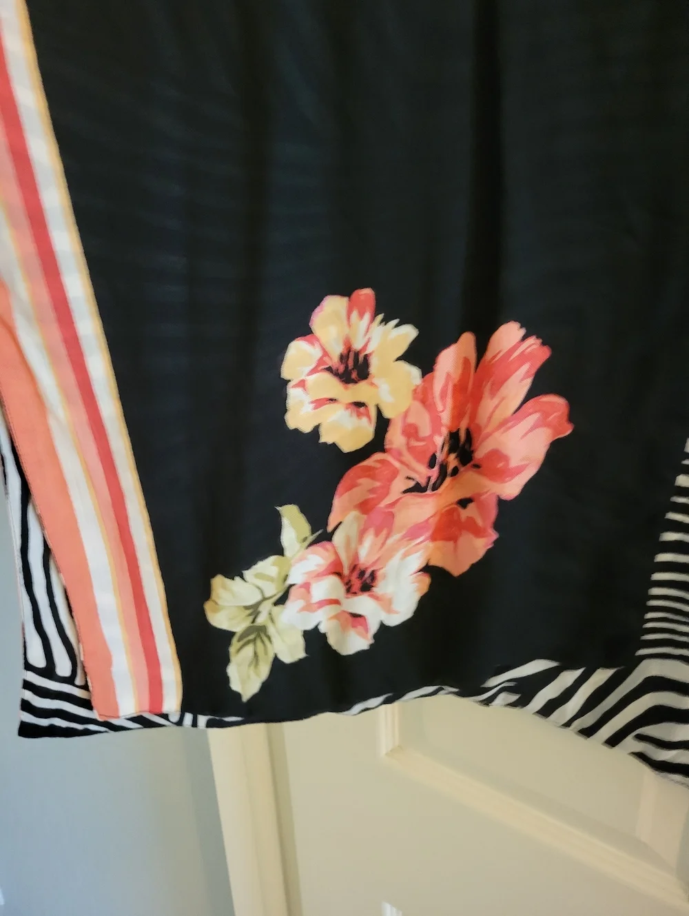 Chico's Black Zebra & Floral Swim Coverup with Coral Accents - Picture 6 of 10